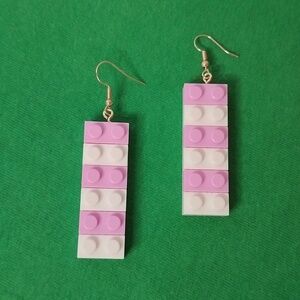 Pink / White Pierced Block Earrings